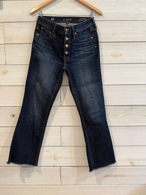 J. Crew Dark Blue 9” Demi Boot Crop Button-Front Jeans